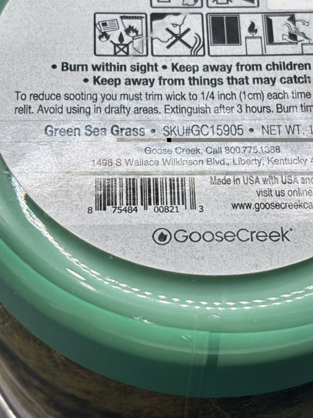 Goose Creek Green Sea Grass 3 Wick Jar Candle 14.5 oz Summer Beach Apple Pear - Picture 13 of 16
